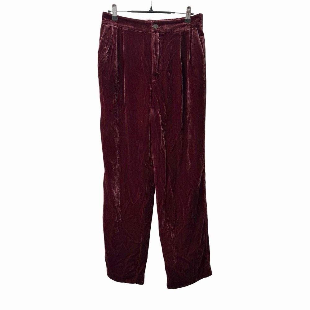 Madewell Womens Velvet Tapered Pleated Pants Size M Dark‎ Cabernet Holiday NEW